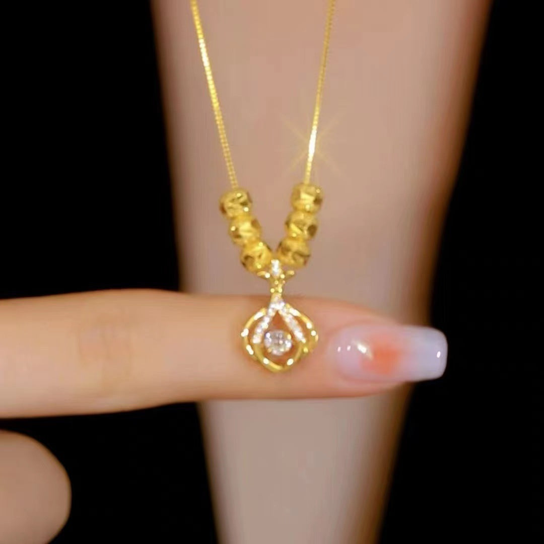 Smart Lucky Bag Necklace Women's Gold Six Beads Lucky Net Red All-Match Clavicle Chain New Design Sense Pendant