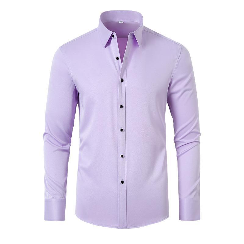 Cross-Border Full Elastic Force Shirt Men's Shirt Non-Ironing Anti-Wrinkle Foreign Trade Simple Business Thin Shirt Men