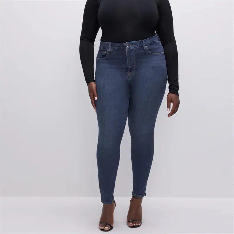 2024 plus Size Stretch Women's Jeans European and American Large Size Belly Contraction Butt-Lift Underwear