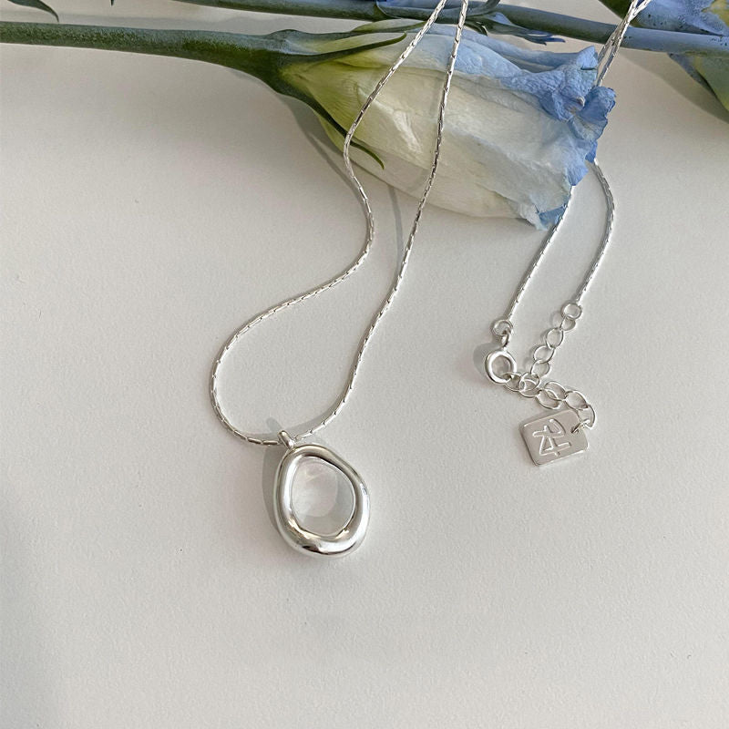 LOVECCR Light Luxury Minority Irregular Ins Water Drop Sterling Silver Necklace New Simple Advanced Clavicle Chain Girlfriend Gifts