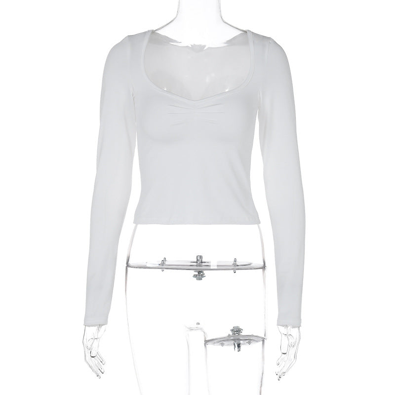 LOVECCR 2025 women's clothing Hot summer new sexy fashion slim and thin navel solid color long-sleeved top T-shirt