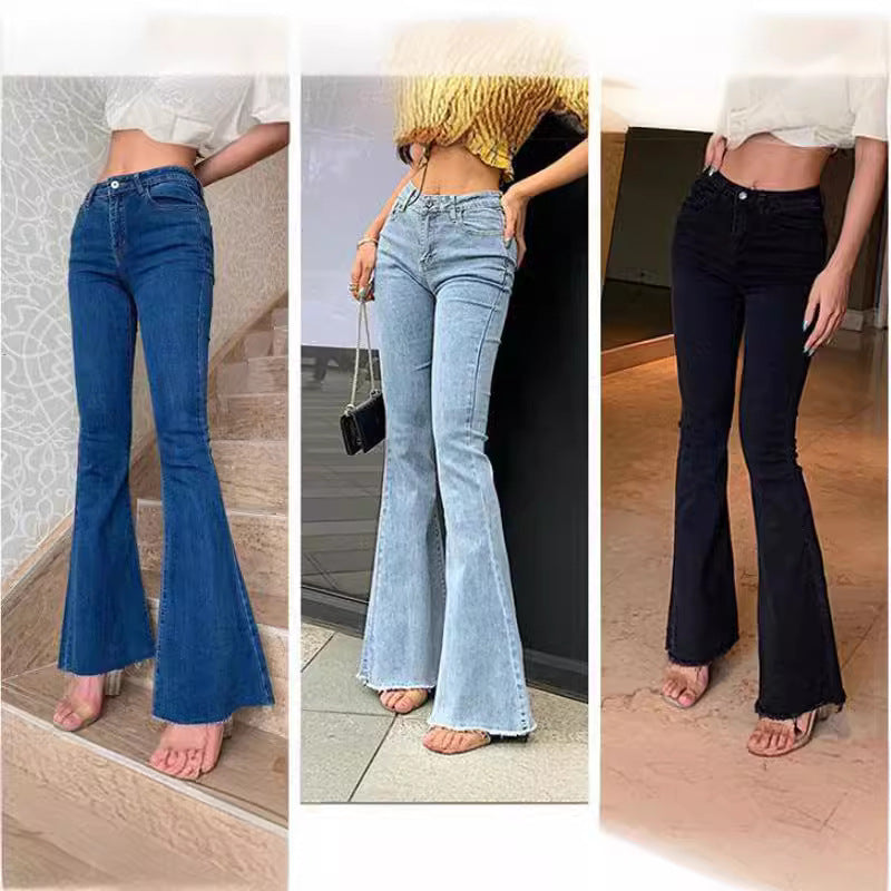 Europe and America Cross Border Women's Skinny Flared Jeans Sexy Hip Lifting Jeans New 6648