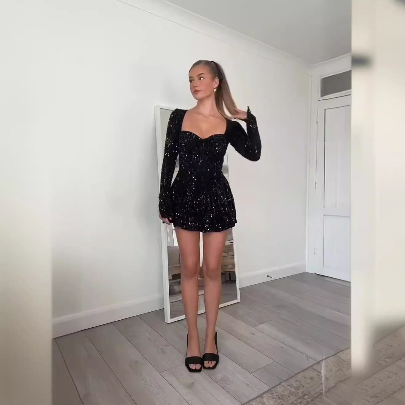 LOVECCR 24 Spring and Summer Cross-Border Sequined Long Sleeve Sexy Women Clothing New Year Dress Jumpsuit Skirt 087