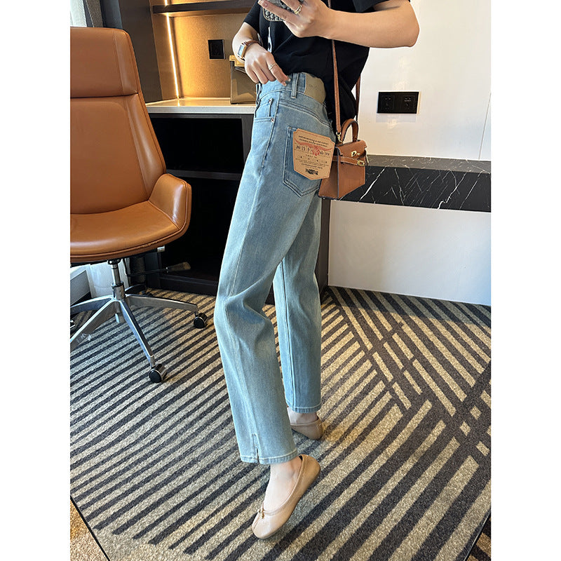 Straight Legs! Super Good Style ~ Four-Sided Stretch Stick Jeans for Women Spring 2024 New High Waist Slimming Straight Pants