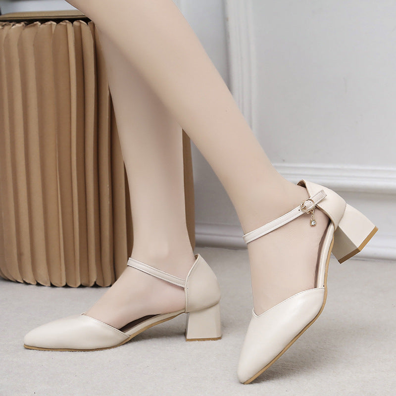 loveccr New Summer Sping Sandal Women's Ankle-Strap Stilettos High Heel Sandals Pointed Toe Satin Sexy Toe Box Shoes