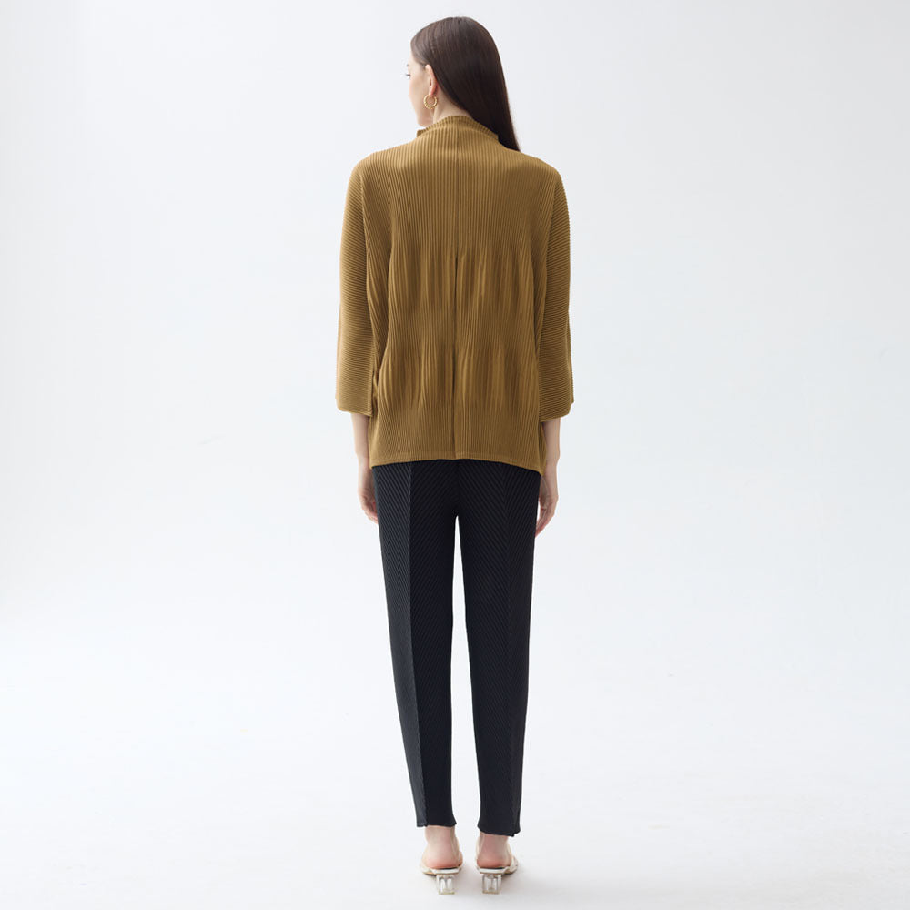 spring new thickened single-breasted shirt women's solid color pleated loose casual style with long-sleeved top
