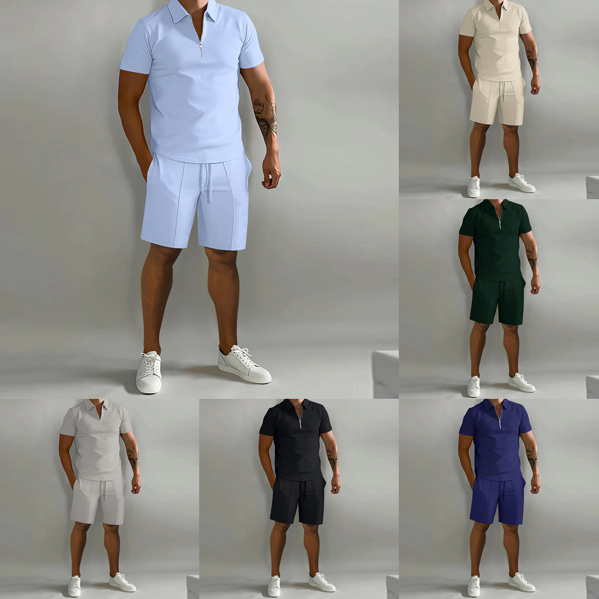 Summer Cross Border Men's Clothing Polo Casual Loose Short Sleeves Shorts Sports Suit