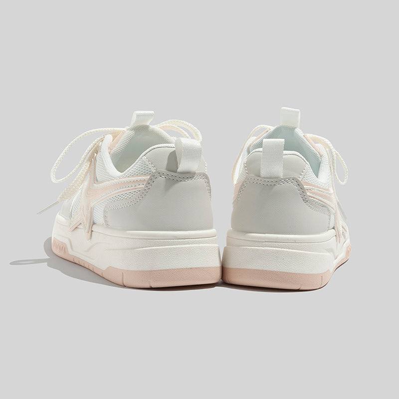 loveccr Retro White Shoes Women's Summer Spring Mesh Casual Shoes New Versatile Breathable Comfortable Soft Bottom Casual Board Shoes