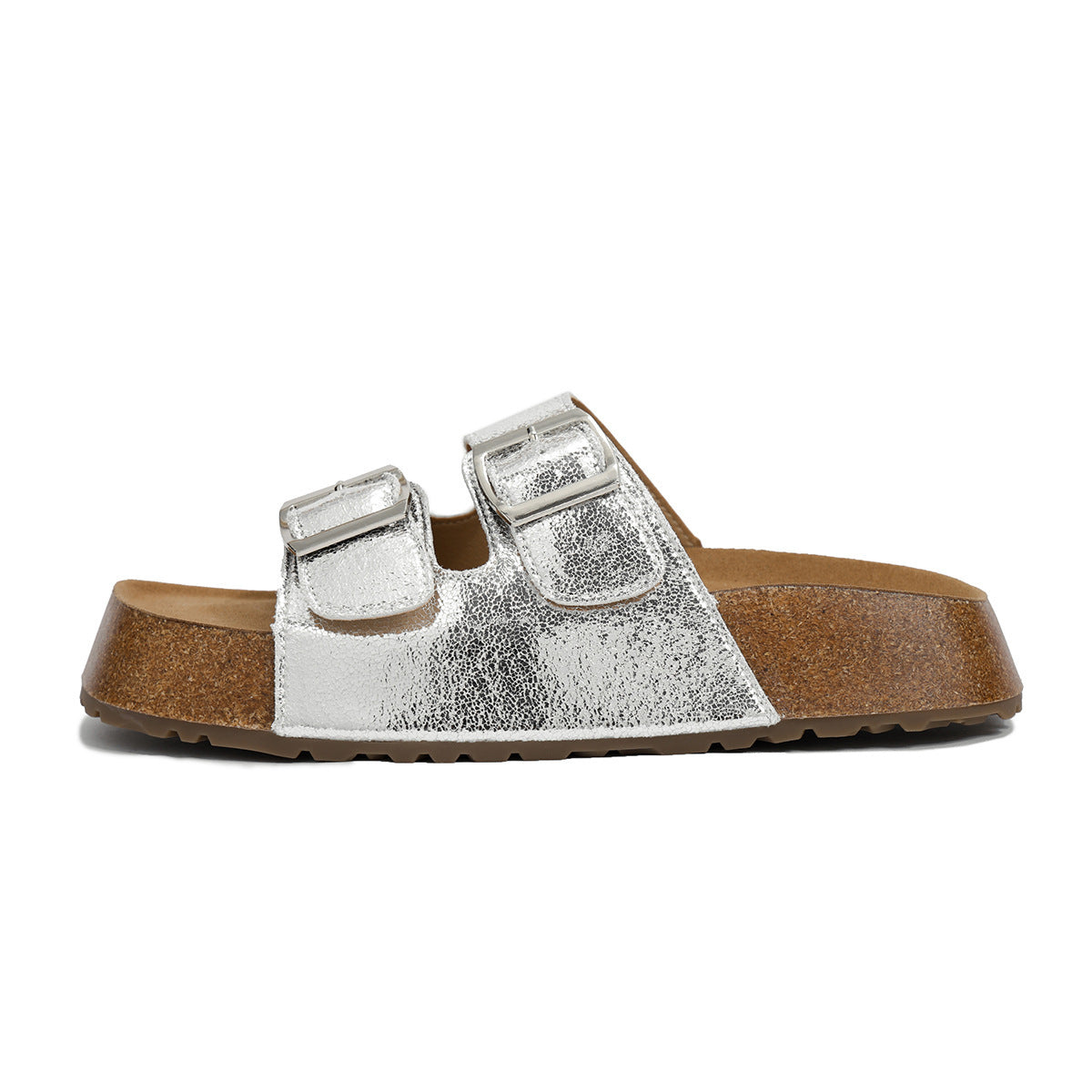 Popular Cowhide Boken Women's Shoes Slip-on Lofter Double Breasted Cork Platform Slippers Birkenstock Women's Summer Outerwear