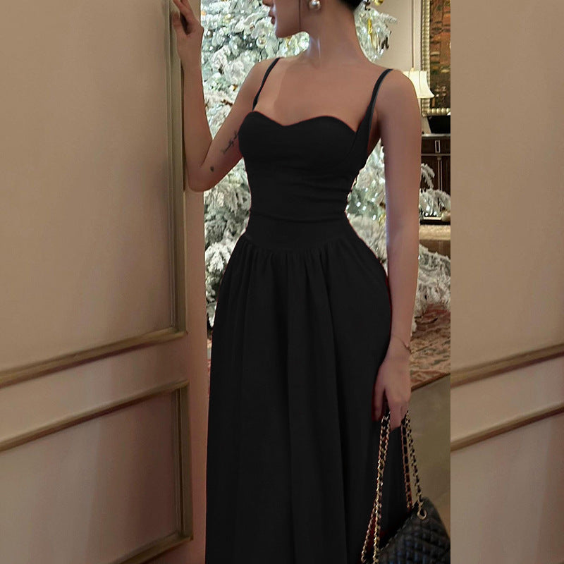 LOVERCCR Eliya Stitching Chest-Flattering Sling Dress Hot Girl Sexy Deep V Long Mop Dress Yl24009gn