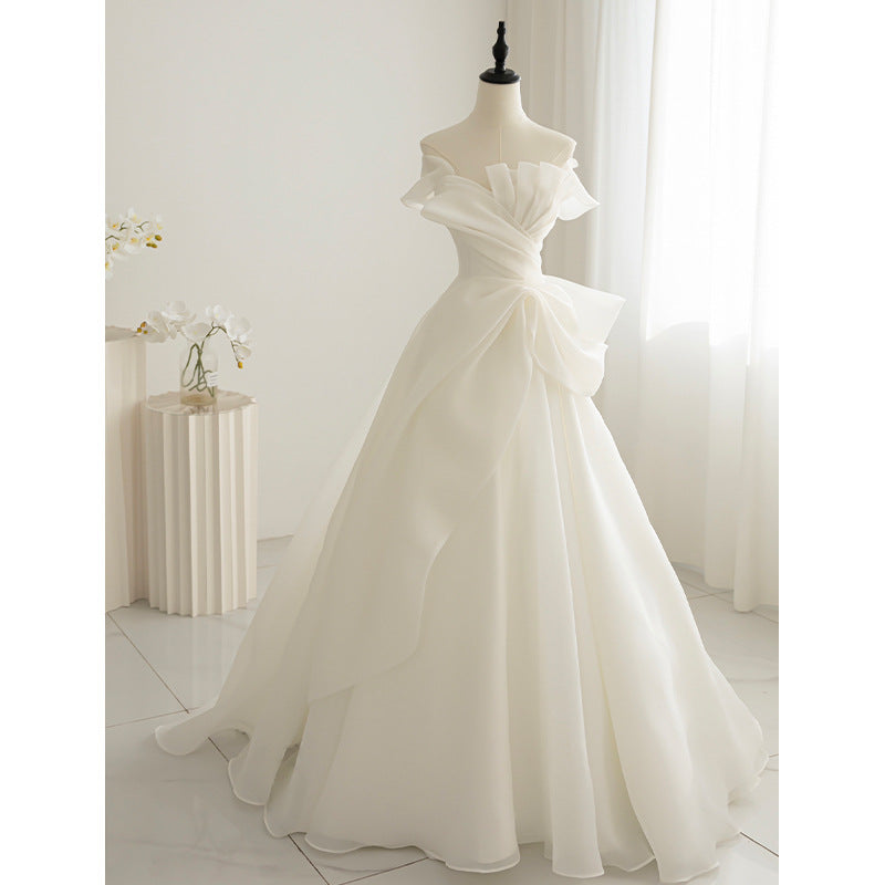 LOVECCR Light Wedding Dress New Main Yarn Bride Small Wedding Veil Advanced Texture Tube Top Simple Floor-Length Women