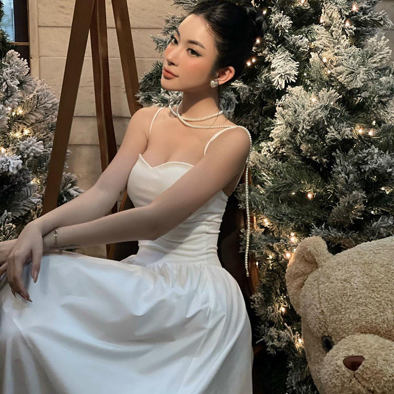 LOVERCCR Eliya Stitching Chest-Flattering Sling Dress Hot Girl Sexy Deep V Long Mop Dress Yl24009gn