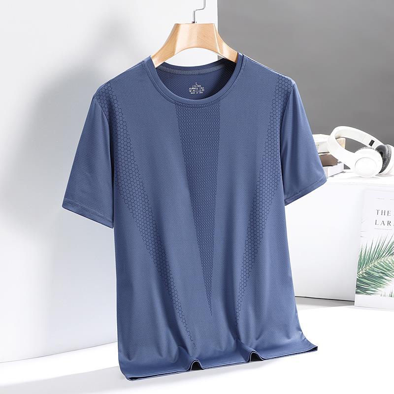 Daddy's Short Sleeve T-shirt Men's New Ice Silk Slip Loose Breathable Summer Thin T-shirt for Middle-Aged and Elderly People