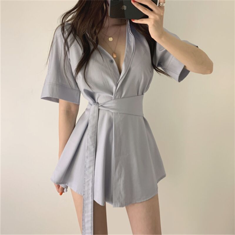 2025 summer new fashion Internet celebrity two-piece suit thin women's clothing Popular style small versatile high shirt skirt