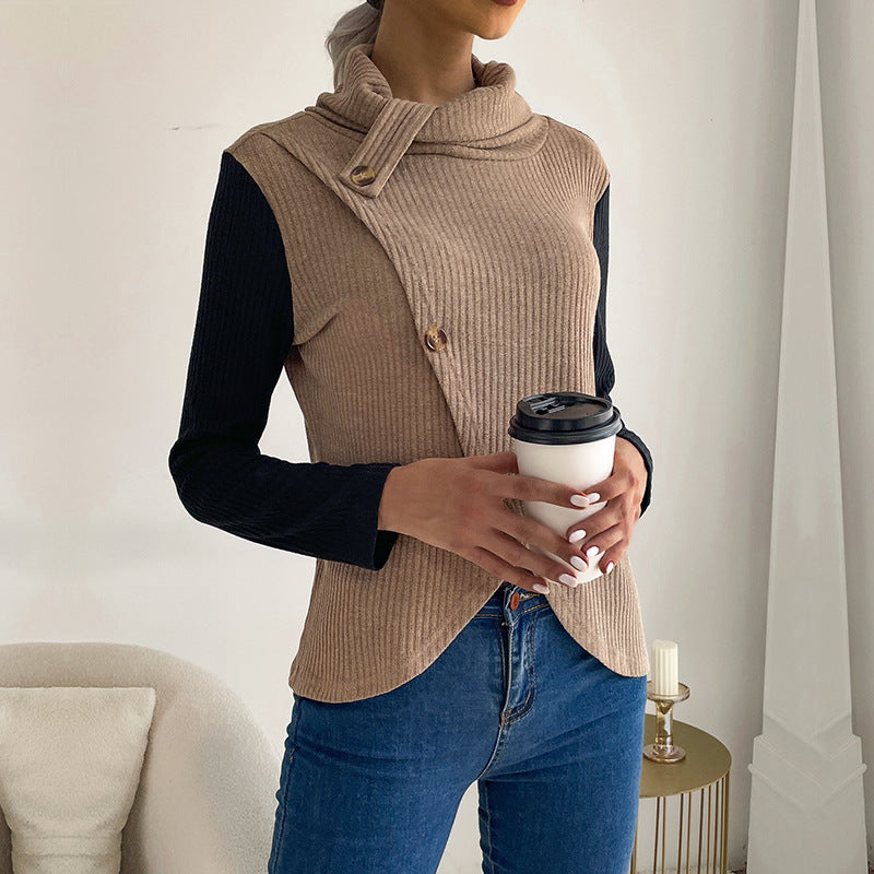 LOVECCR Hot New Hot Trade Splicing Top 2025 Casual Women's Autumn Long Sleeve Pullover Knitted Sweater