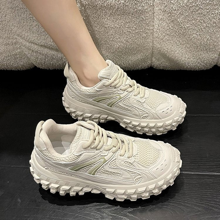 loveccr Tire Men's and Women's Same Style Sports Shoes Women's New All-Match Casual Thick Bottom Increased Durian Dad Shoes Women's