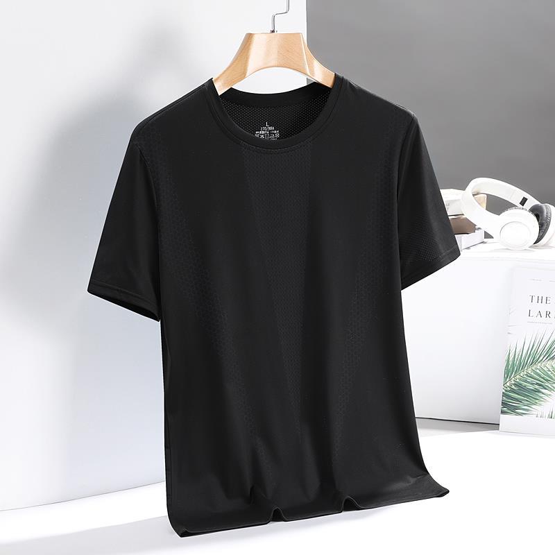 Daddy's Short Sleeve T-shirt Men's New Ice Silk Slip Loose Breathable Summer Thin T-shirt for Middle-Aged and Elderly People