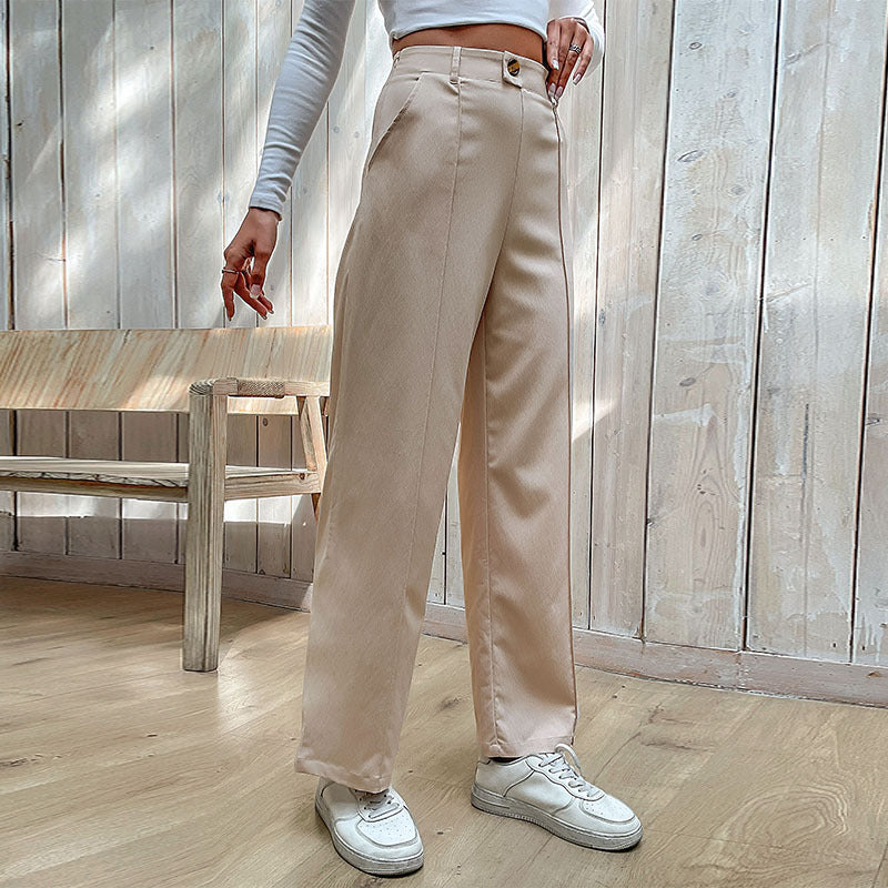LOVECCR Hot new autumn 2025 women's clothing foreign trade casual trousers foreign trade splicing commuter style wide-leg trousers