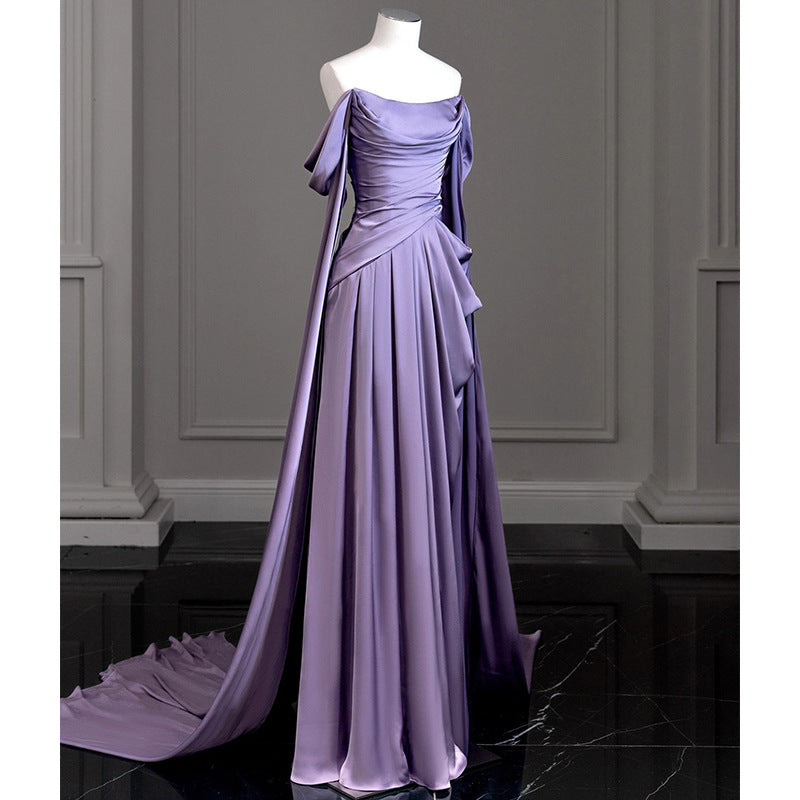 LOVERCCR Style Tube Top off-Shoulder Dress Bridal Wedding Morning Gowns Design Sense Niche Sexy Long Mop Evening Dress