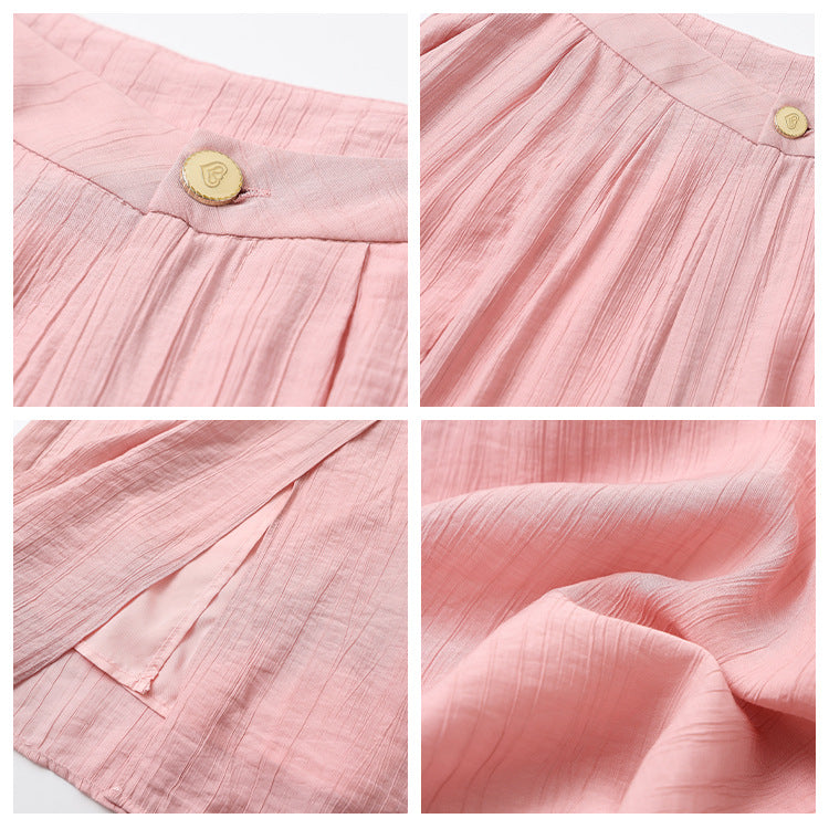 spring new new Chinese light national style ultra loose split wide leg pants simple light luxury straight pants M4120