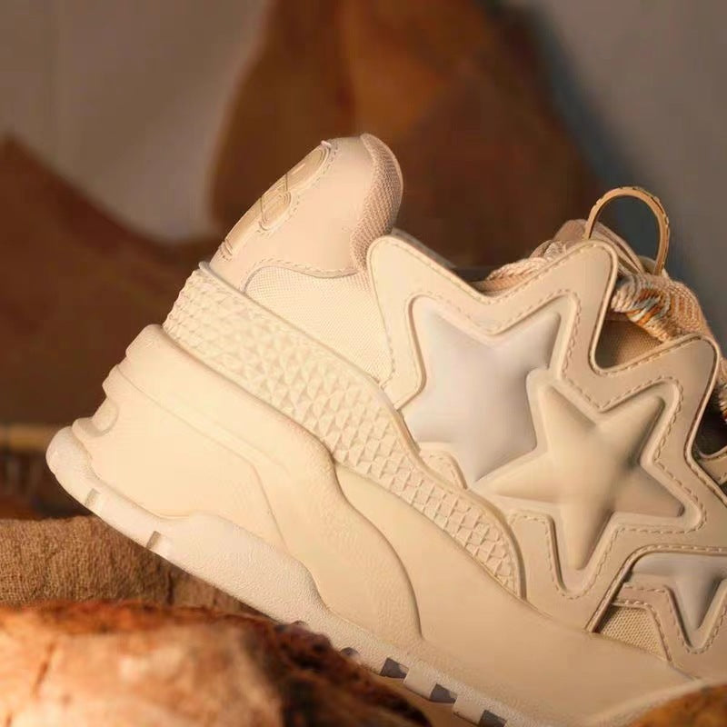 loveccr Cream Beige XINGX Bread Shoes Men's and Women's National Fashion New Thick Bottom Couple Sneakers Song Yaxuan Same Shoes