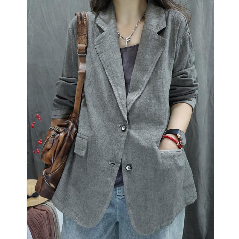 popular autumn new retro old fried color linen jacket loose personality Popular style versatile long sleeve thickened suit