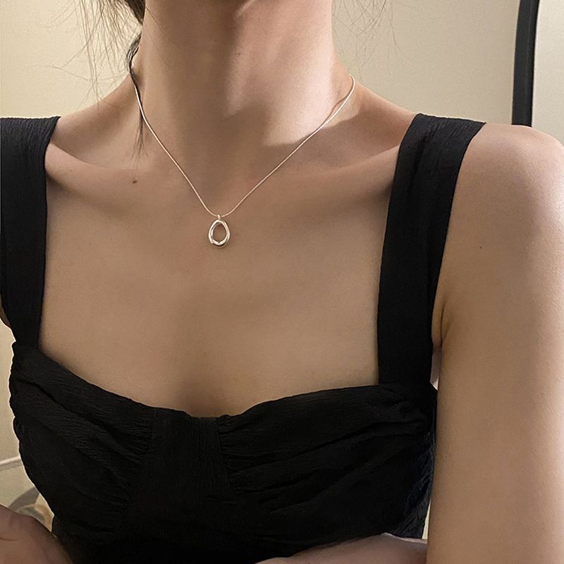 LOVECCR Light Luxury Minority Irregular Ins Water Drop Sterling Silver Necklace New Simple Advanced Clavicle Chain Girlfriend Gifts