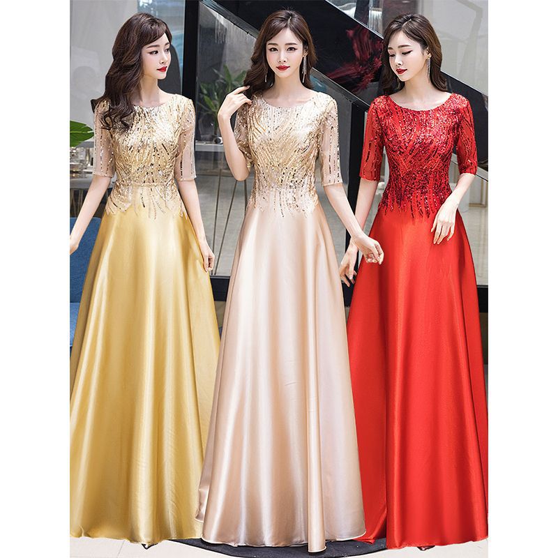 LOVECCR Mother-in-Law Dress Choir Performance Dress Long Dress New Host Conductor Recitation Slim-Fit Evening Dress