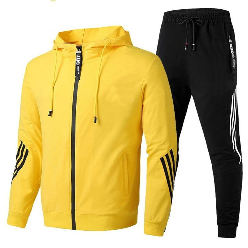 Cross-Border New European and American Men's Casual Sports Suit Fashion Zipper Jacket Men's and Women's Running Sports Suit