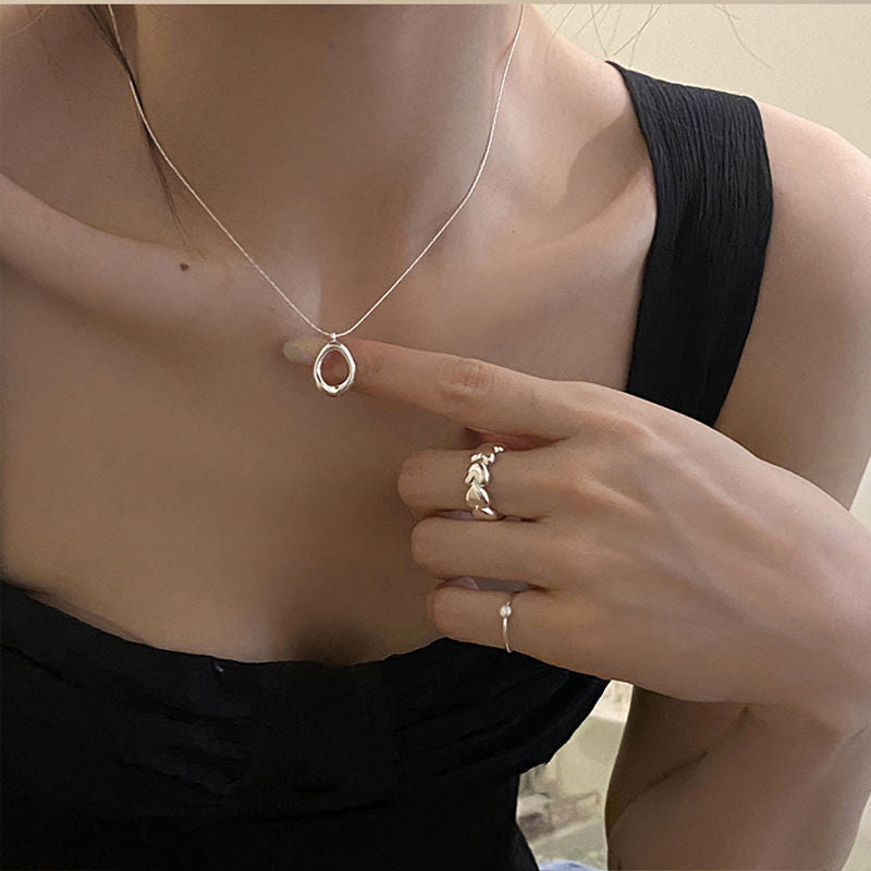 LOVECCR Light Luxury Minority Irregular Ins Water Drop Sterling Silver Necklace New Simple Advanced Clavicle Chain Girlfriend Gifts