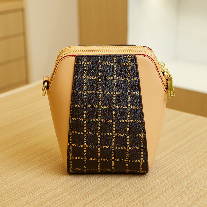2025 Spot women's bag large screen mobile phone bag popular new printed shoulder bag fashion retro zipper oblique span bag