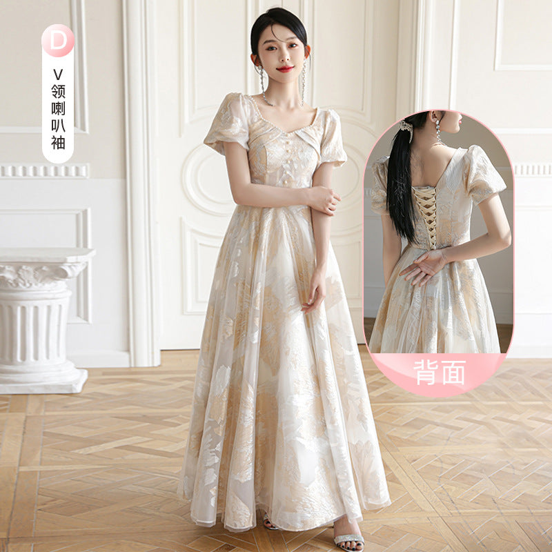 LOVECCR Champagne Bridesmaid Dress Women's New Spring Evening Dress Fairy Sisters Group Senior Niche Long