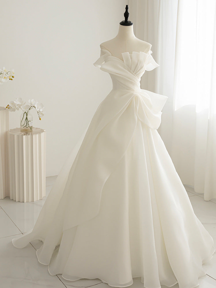 LOVECCR Light Wedding Dress New Main Yarn Bride Small Wedding Veil Advanced Texture Tube Top Simple Floor-Length Women