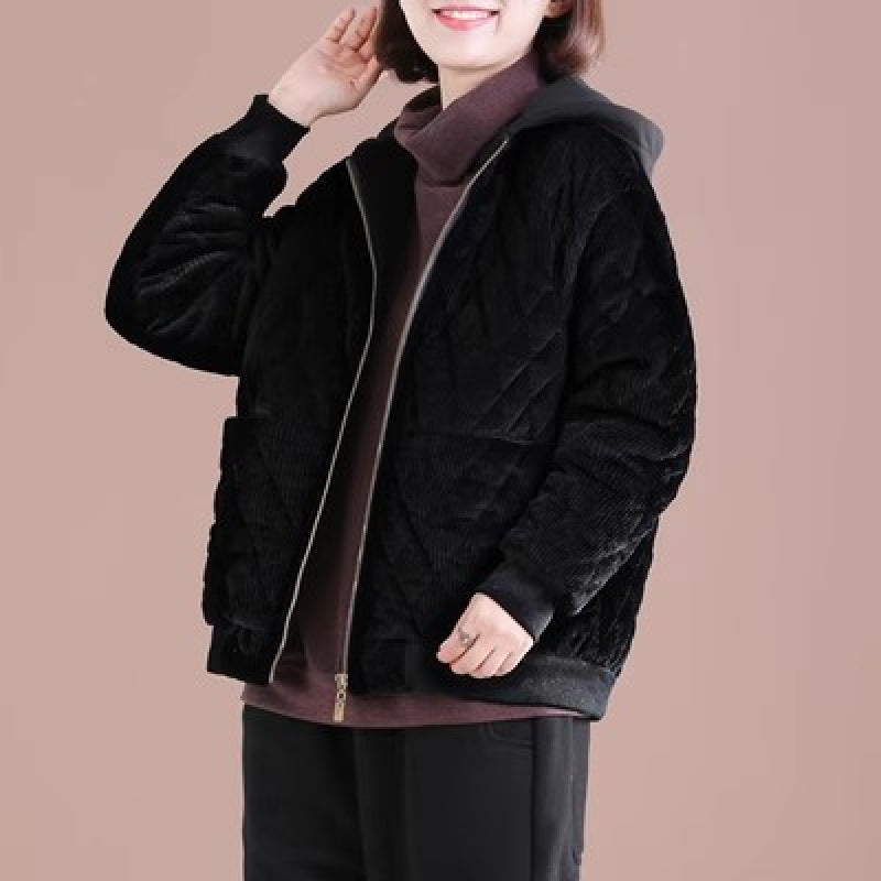 popular winter clothing new Korean version loose large size casual short Popular style hooded corduroy thickened cotton coat women