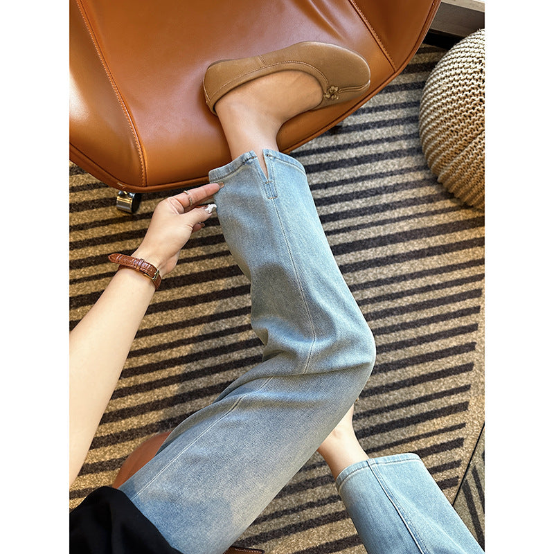 Straight Legs! Super Good Style ~ Four-Sided Stretch Stick Jeans for Women Spring 2024 New High Waist Slimming Straight Pants