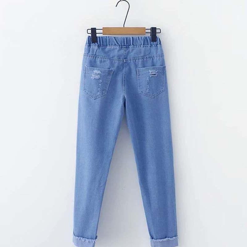 New Summer New Junior High School Girl Jeans Girl Student Loose Casual Trousers Japanese Style Straight-Leg Pants