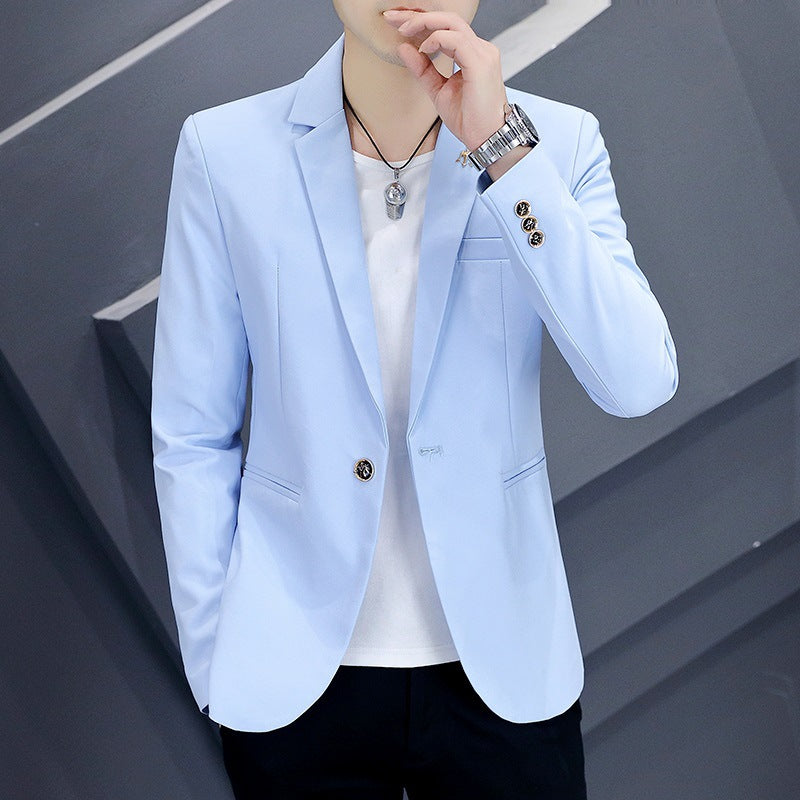 LOVECCR Suit Men's One Suit Matching Summer Korean Style Trendy Fashion Dress 3/4 Sleeve Non-Ironing Casual Small Suit