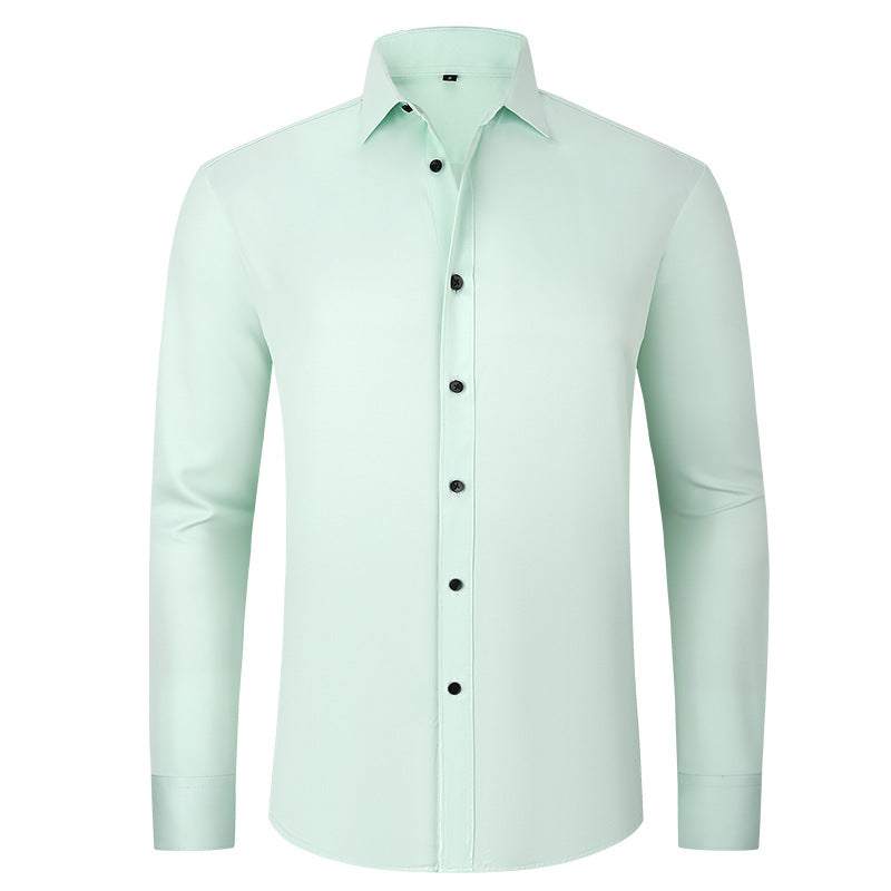 Cross-Border Full Elastic Force Shirt Men's Shirt Non-Ironing Anti-Wrinkle Foreign Trade Simple Business Thin Shirt Men