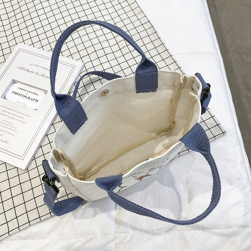 loveccr Anime Peripheral Stitch Canvas Bag Student Shoulder Bag Messenger Bag Detachable Shoulder Strap Handbag Tote Bag