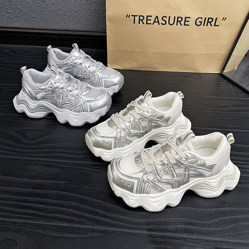 loveccr Platform Dad Shoes Women's Breathable Mesh Summer New HOTan Goods Ins Internet Celebrity Versatile Casual Sneaker Fashion