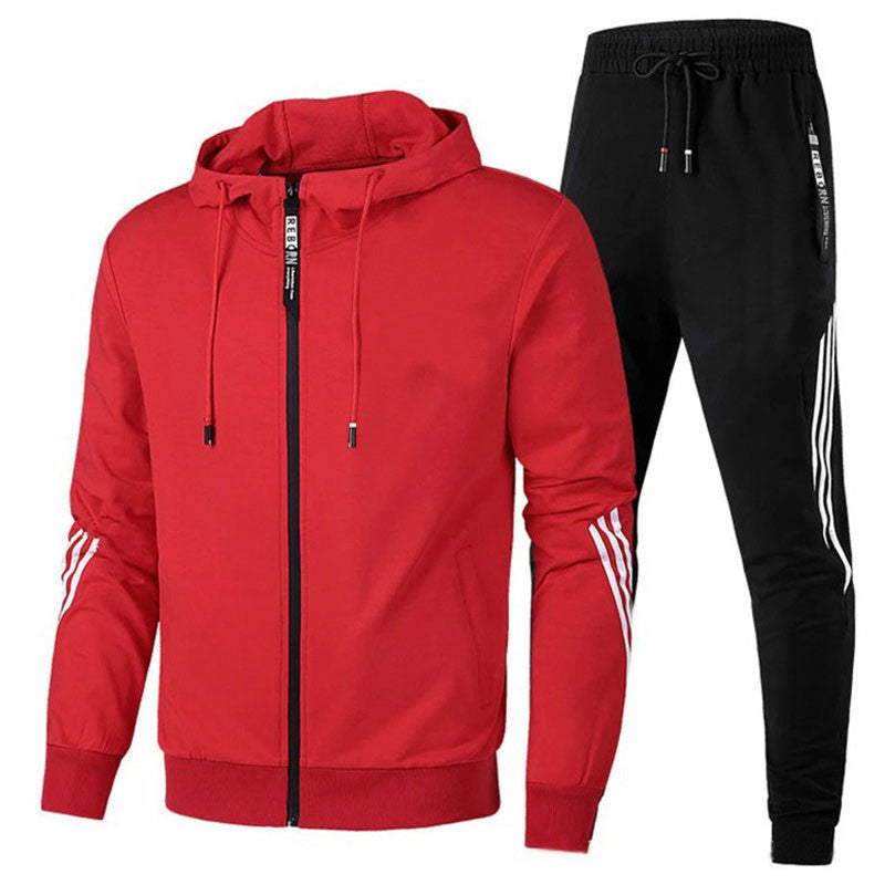 Cross-Border New European and American Men's Casual Sports Suit Fashion Zipper Jacket Men's and Women's Running Sports Suit