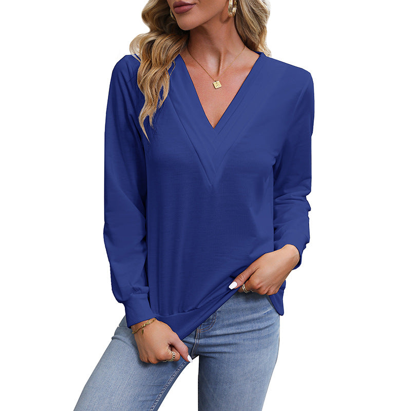 LOVECCR foreign trade Hot new 2025 women's clothing design top autumn v-neck commuter pullover sweater