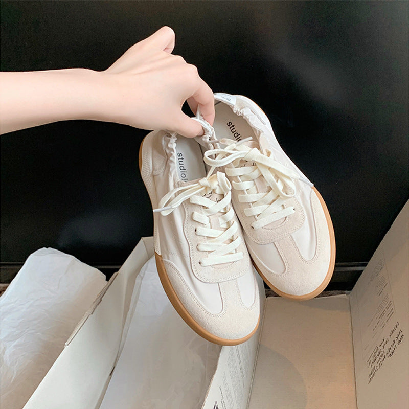 2025 Sheepskin version~ New summer Korean version candy color casual versatile sports board shoes round head breathable German training shoes women