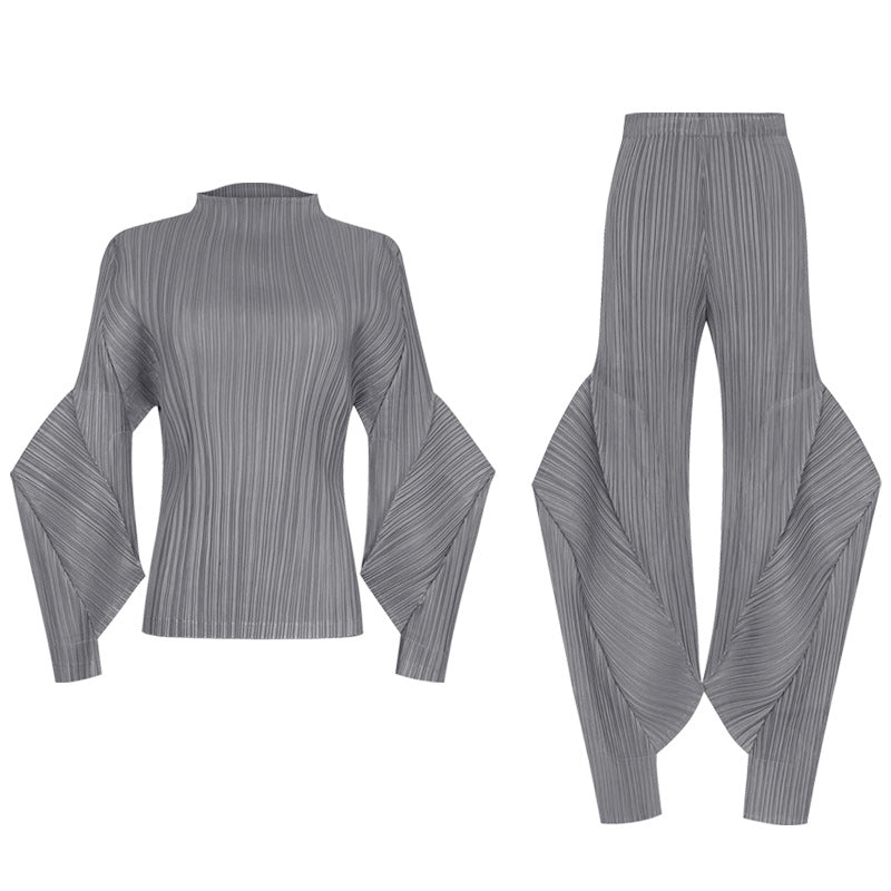 Spring Women's Temperament Premium Versatile Suit Solid Color Design Top Casual Pants Fashion Two-piece Set