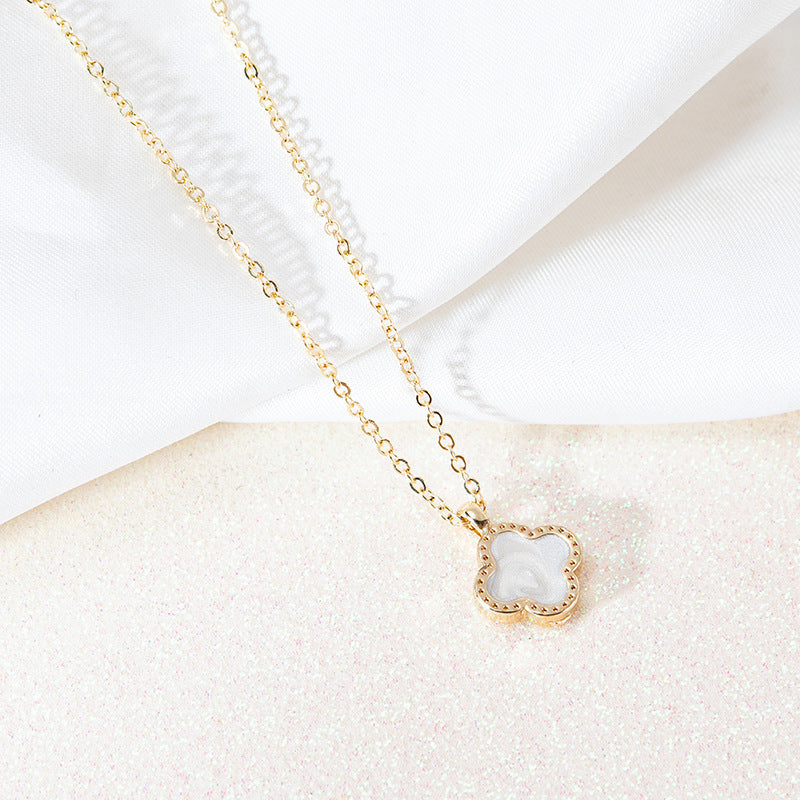 Clover Necklace for Women Korean Style Elegant Simple and Fashionable Summer Wild Clavicle Chain Accessories Girlfriends Jewelry