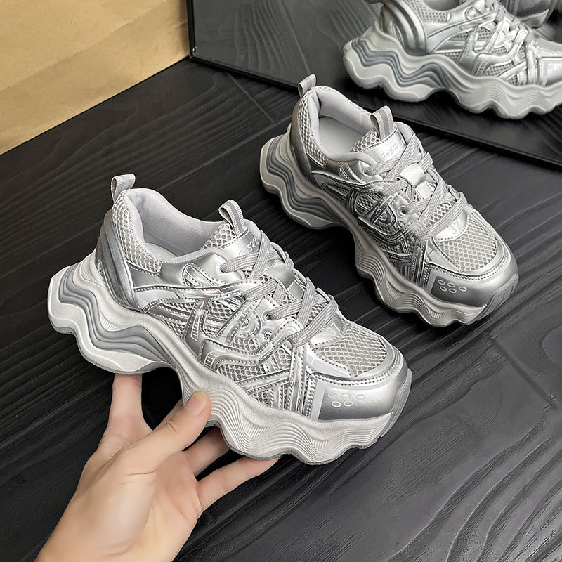 loveccr Platform Dad Shoes Women's Breathable Mesh Summer New HOTan Goods Ins Internet Celebrity Versatile Casual Sneaker Fashion
