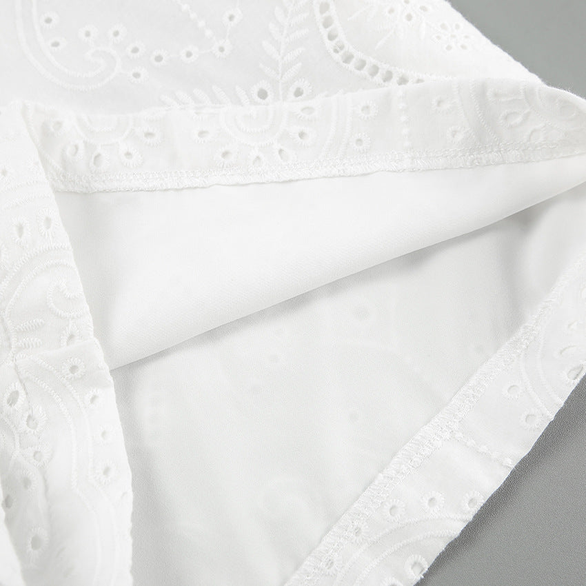 2025 fashion casual white jacquard jumpsuit shorts women's summer waist pure cotton bubble sleeve onesie