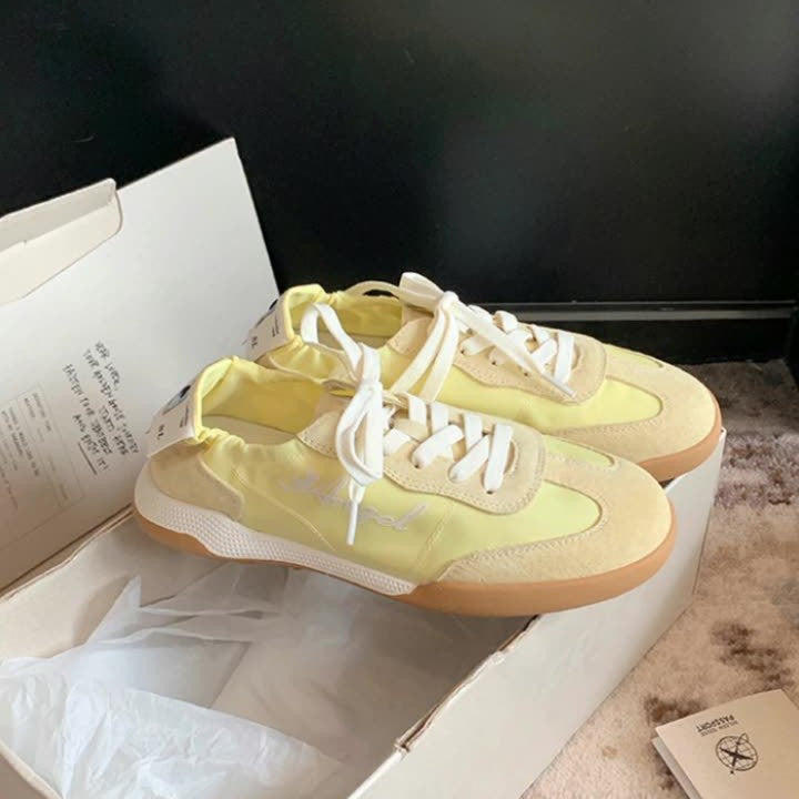 2025 Sheepskin version~ New summer Korean version candy color casual versatile sports board shoes round head breathable German training shoes women
