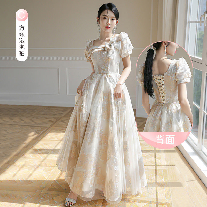 LOVECCR Champagne Bridesmaid Dress Women's New Spring Evening Dress Fairy Sisters Group Senior Niche Long