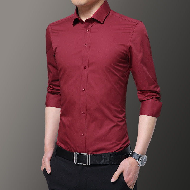Long Sleeve Shirt Men's Korean-Style Slim Fit Spring and Autumn Clothes Handsome Male Gray Shirt Trendy Casual Formal Wear Shirt
